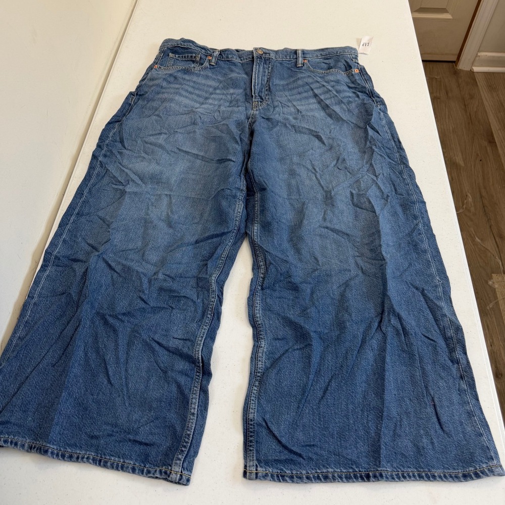 Gap Baggy Mid Rise Wide Leg Blue Jeans 33/16 S 665752-00-1 Short Inseam NWT - Picture 1 of 9